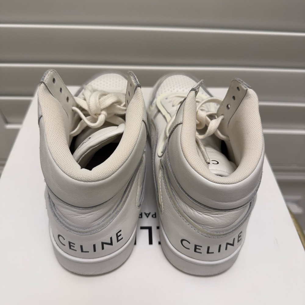 Celine Ct-01 “Z” Trainer High Top Sneaker In Calfskin Optic White - Picture 5 of 12